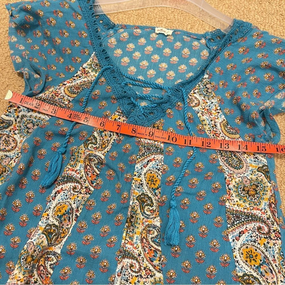 Hollister Boho Blouse Blue Floral - S - Picture 10 of 11